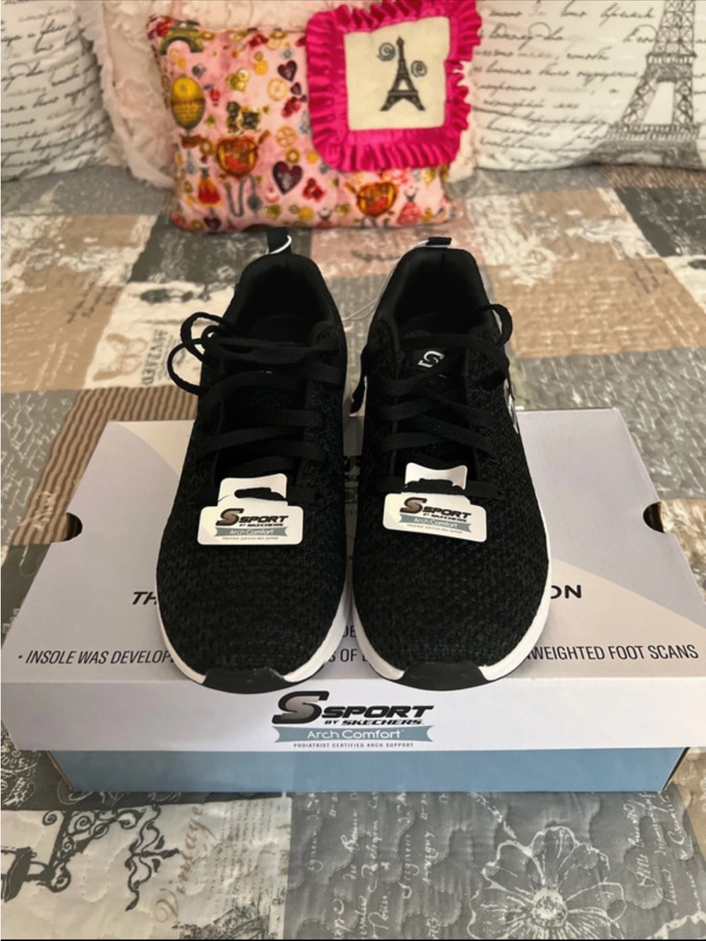 Skechers Black Knit Lace-Up Sport Sneakers (Arch fit) - Picture 2 of 10